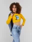 Graphic Printed Long Sleeve Crop Tshirt
