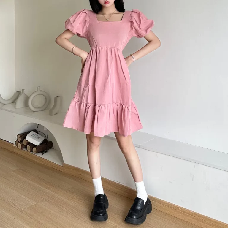 Puff Sleeve Tiered Mini Dress - Image 1