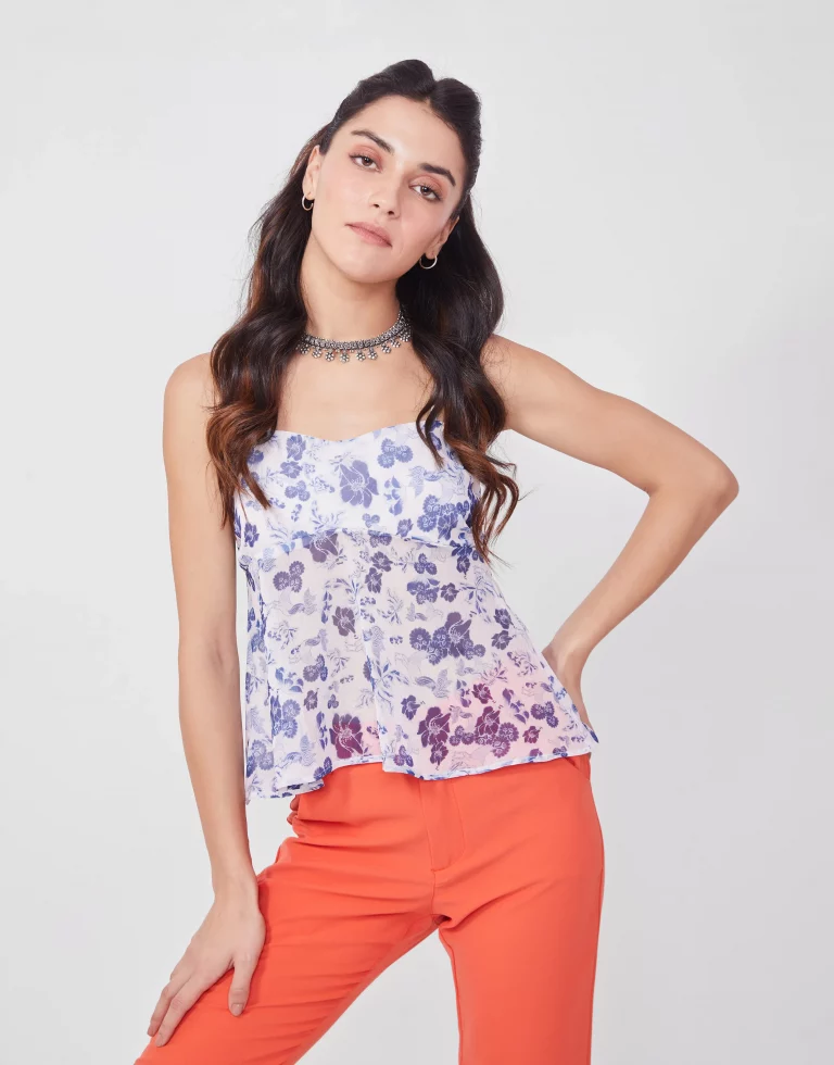 Printed Sleeveless Crop Top - Image 1