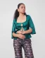 Satin Solid Front Slit Top