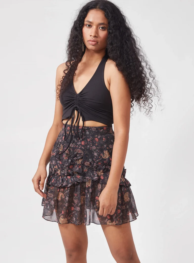 Paisley Printed Ruffled Mini Skirt - Image 1
