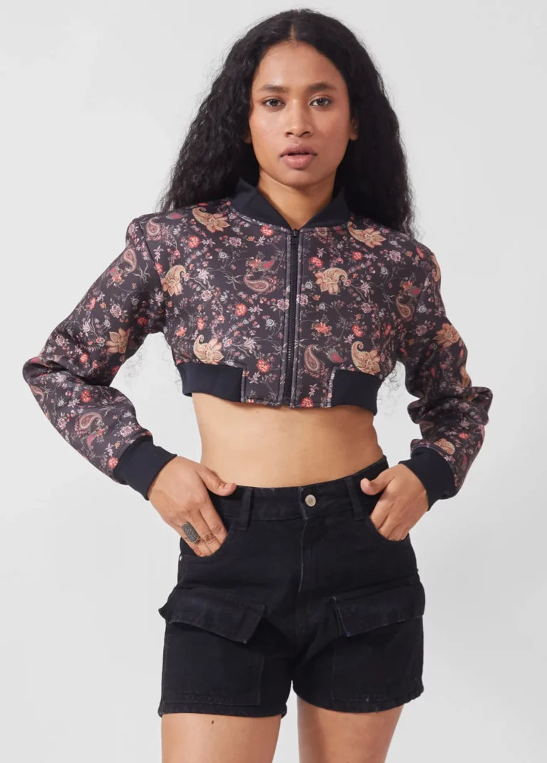Paisley Print Crop Sweatshirt - Image 1