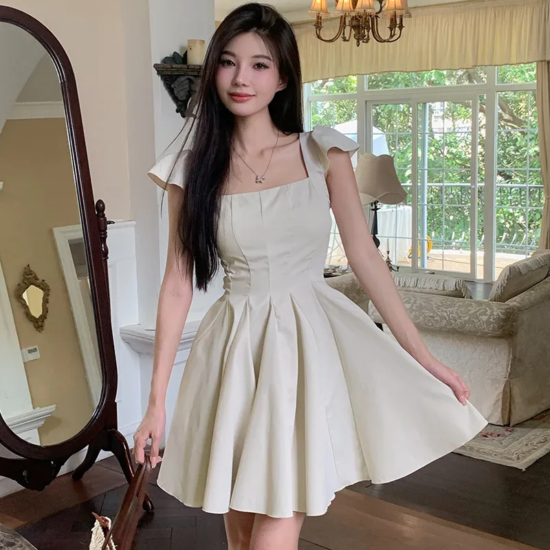 A-Line Halter Neck Pleated Ruffles Floor-length Dress Azalea