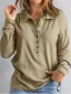 Pullover Casual Soft Knit Buttoned Sweatshirt