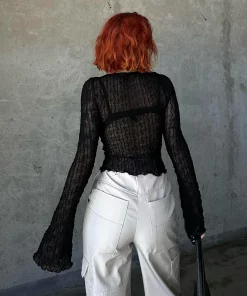 Meer. 新品完売　NECK SLIT SHEER TOP /BLK meer. NECK SLIT SHEER TOP(BLK) - メルカリ