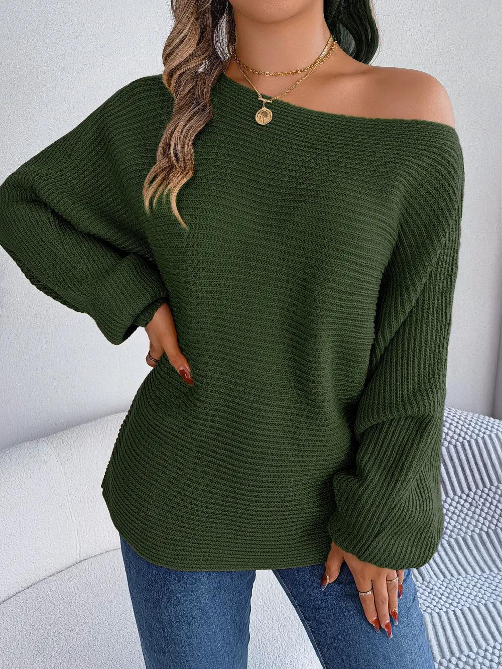 Puff Shoulder Button Down Sweater