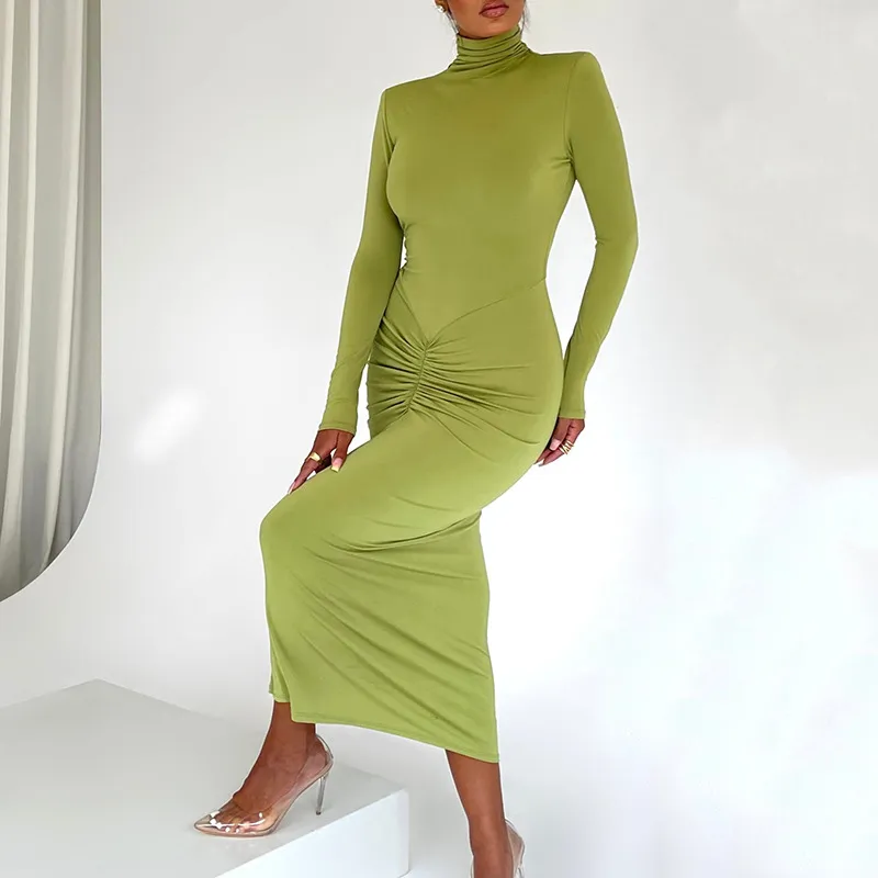 long sleeve lime green bodycon dress Front Cut-Out Lime Green Bodycon Midi Dress PromGirl