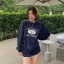 Lettering Printed Round Neck Sweatshirt