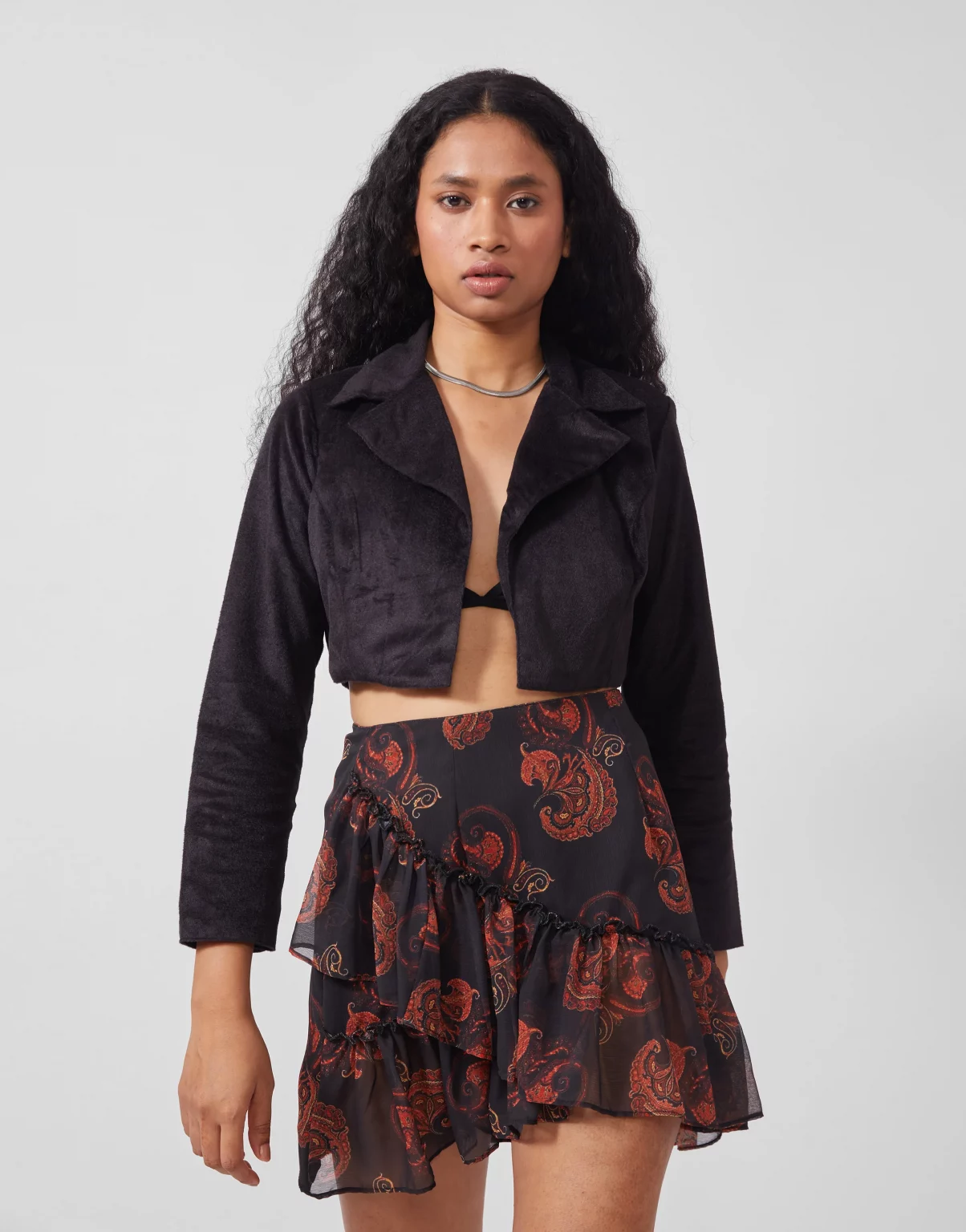 Printed Ruffled Mini Skirt - NEWME