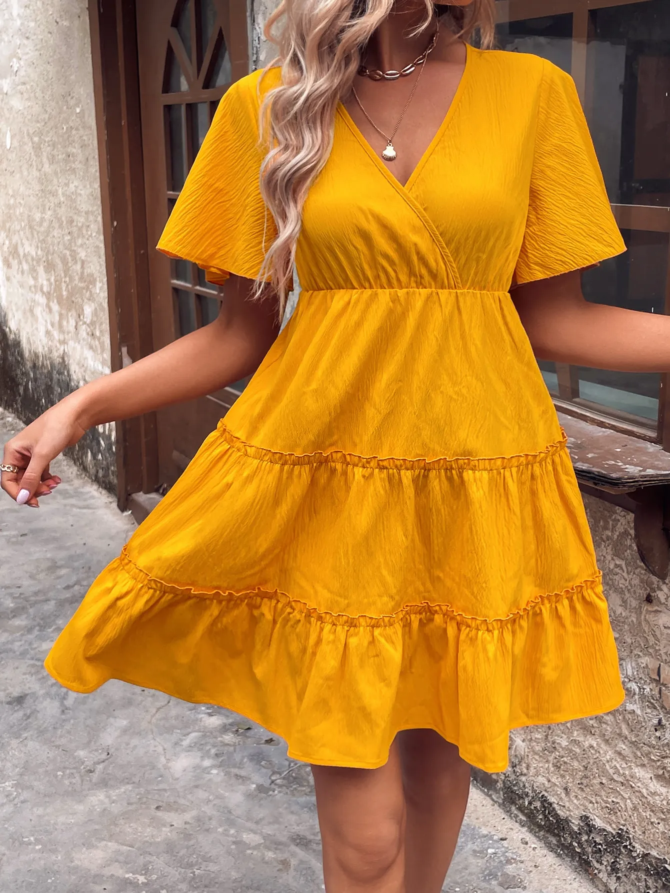 Gingersnaps Ruffled Dress with Butterfly Print