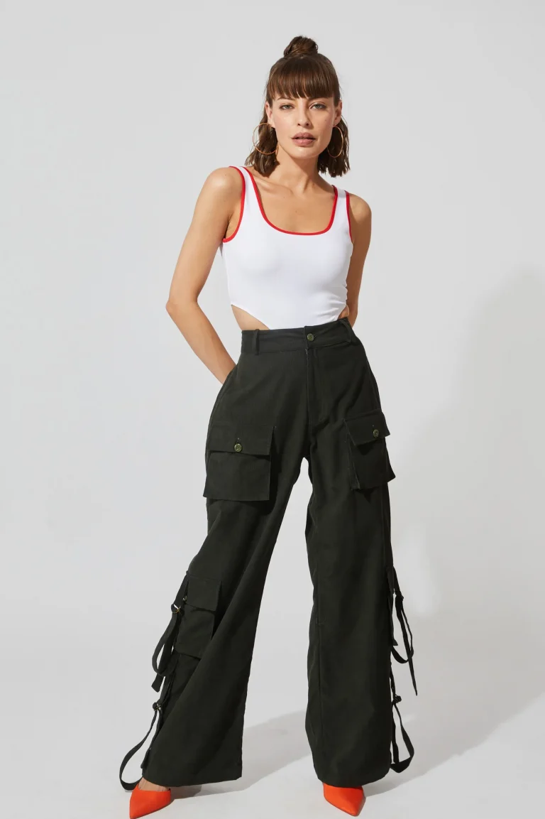Solid Multipocket Corduroy Pants - Image 1
