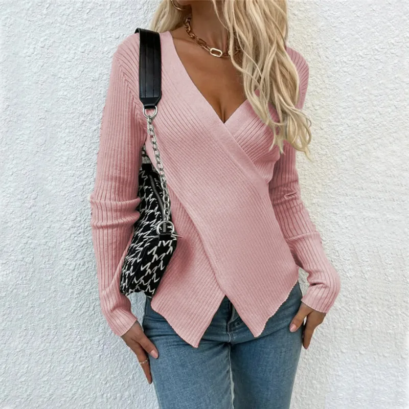 Aemi + Co Side Slit Ribbed Hem Round Neck Sweater main image 0