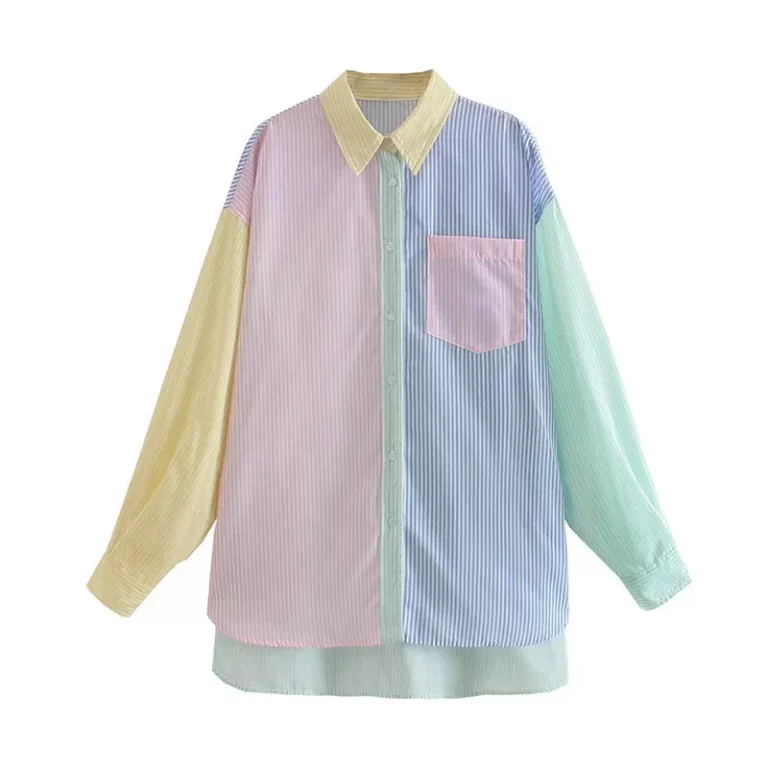 Color Blocked Striped Printed Shirt - NEWME