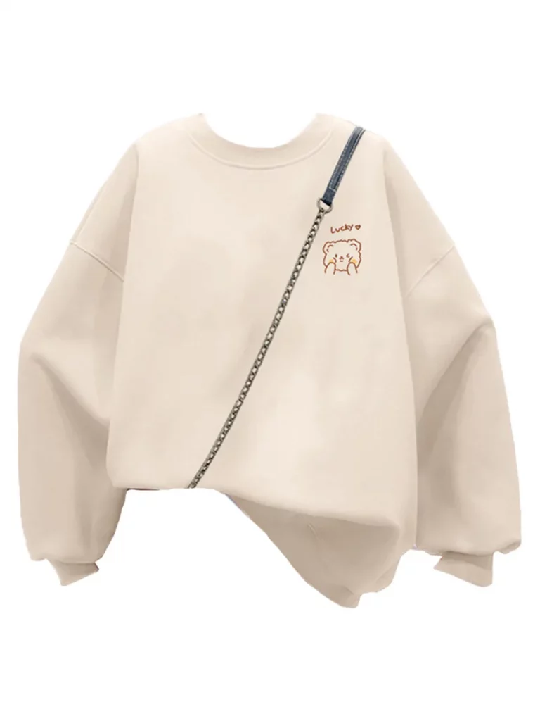 Cute Bear Printed Oversized Sweatshirt - Image 1
