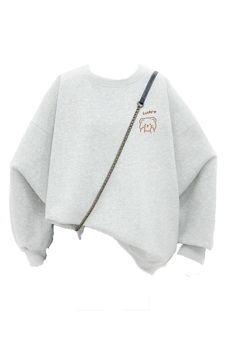 Cute Bear Printed Oversized Sweatshirt - Image 1