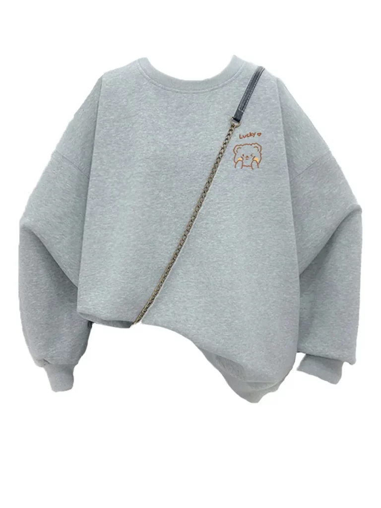 Cute Bear Printed Oversized Sweatshirt - Image 1