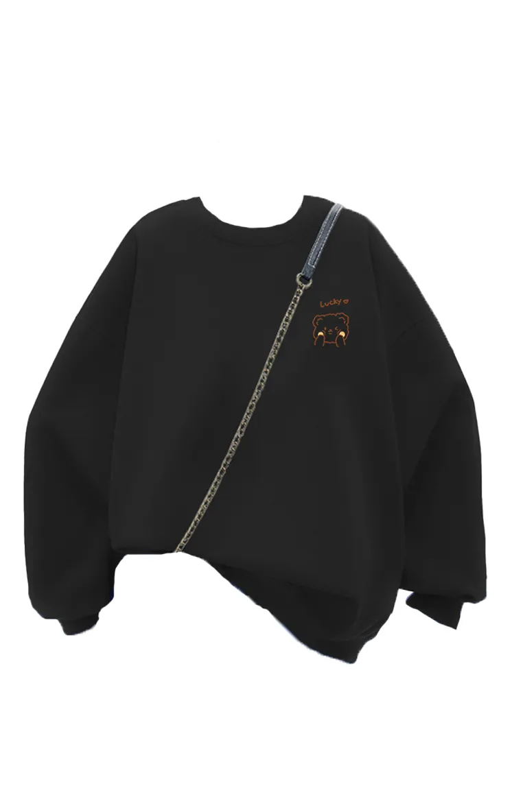 Cute Bear Printed Oversized Sweatshirt - Image 1