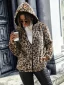 Leopard Printed Zipper Up Fleece Hoodie