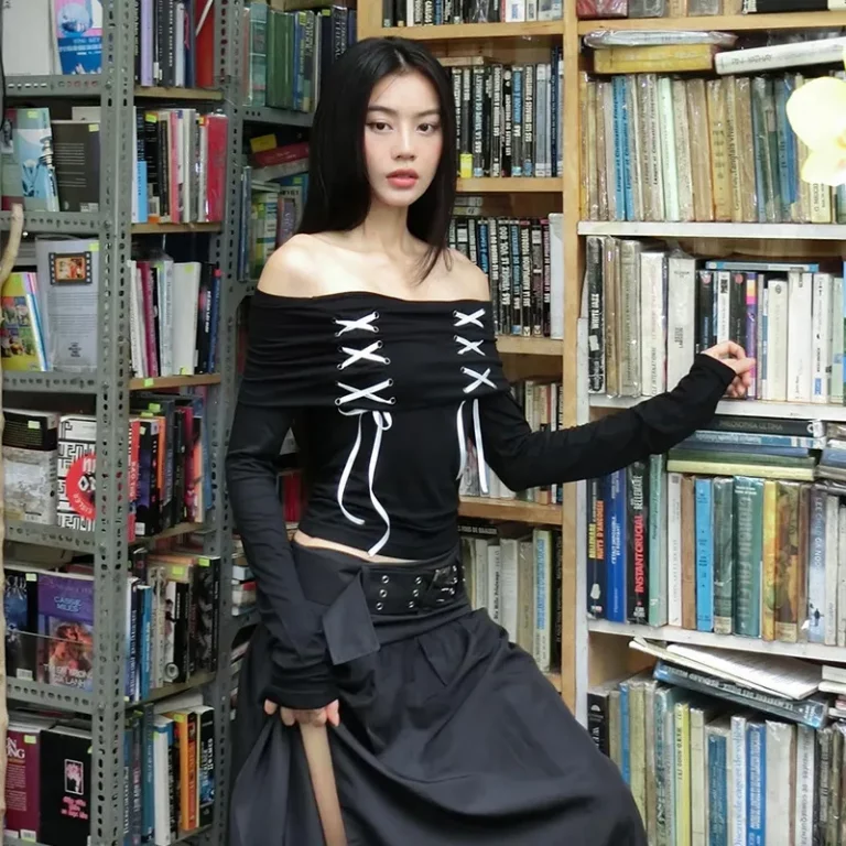 Ribbon Bandage Off Shoulder Top - NEWME