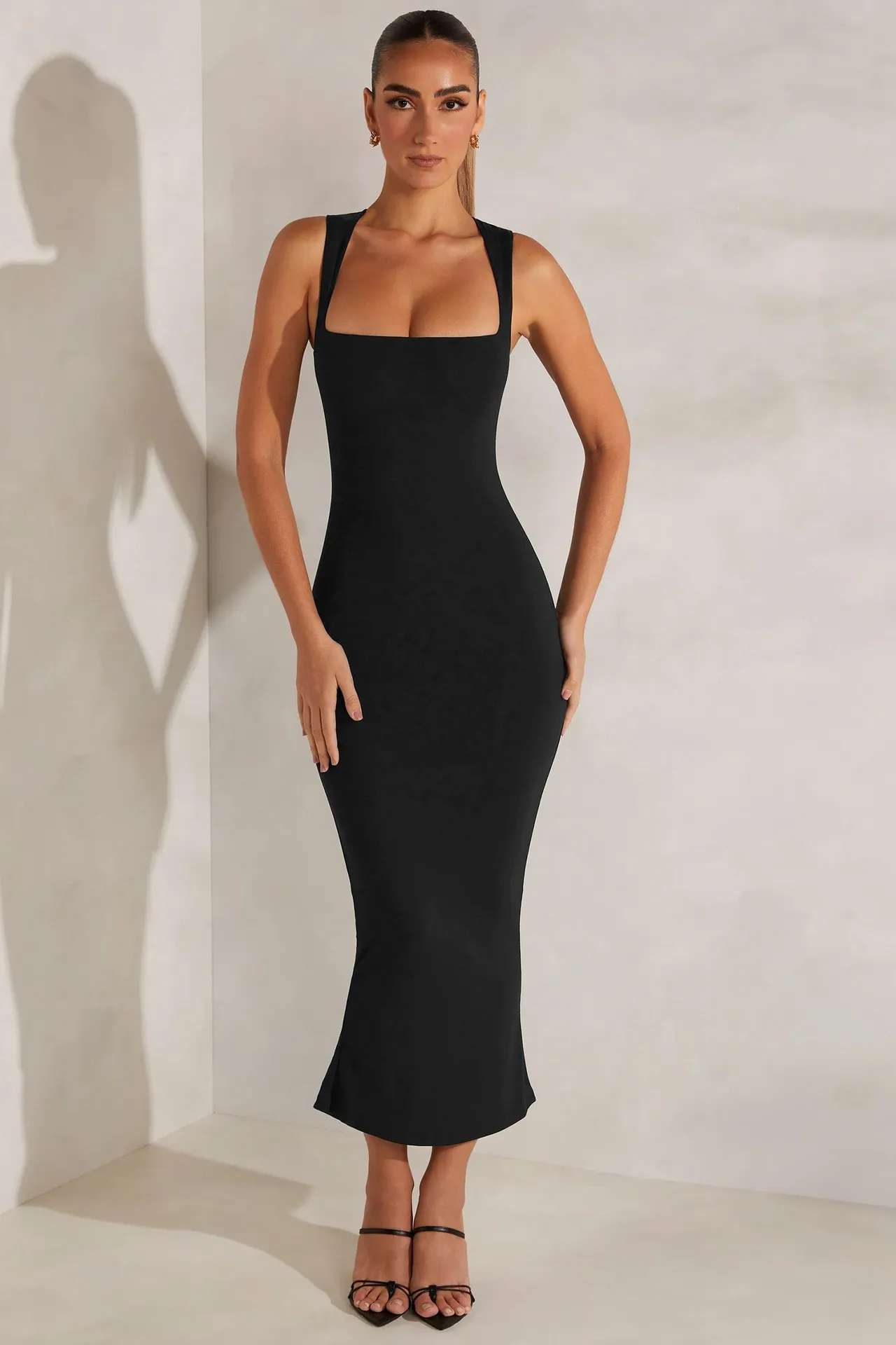 Mermaid Chiffon One Strap Dress with Slit Steel Grey