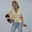 Color Blocked V-Neck Button Sweater