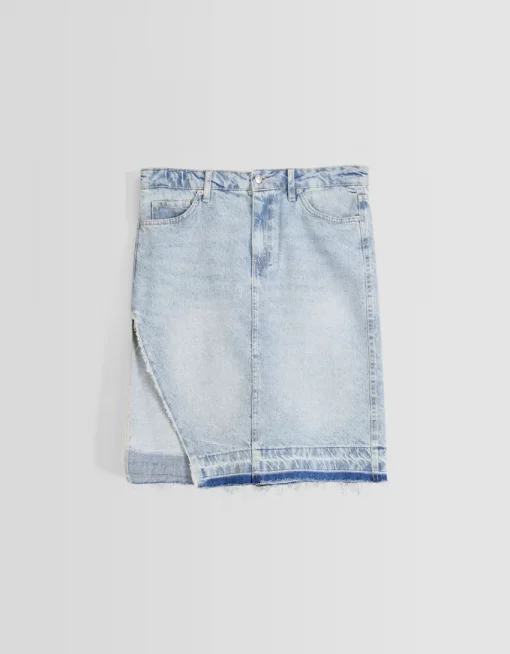 Denim Side Slit Skirt - NEWME