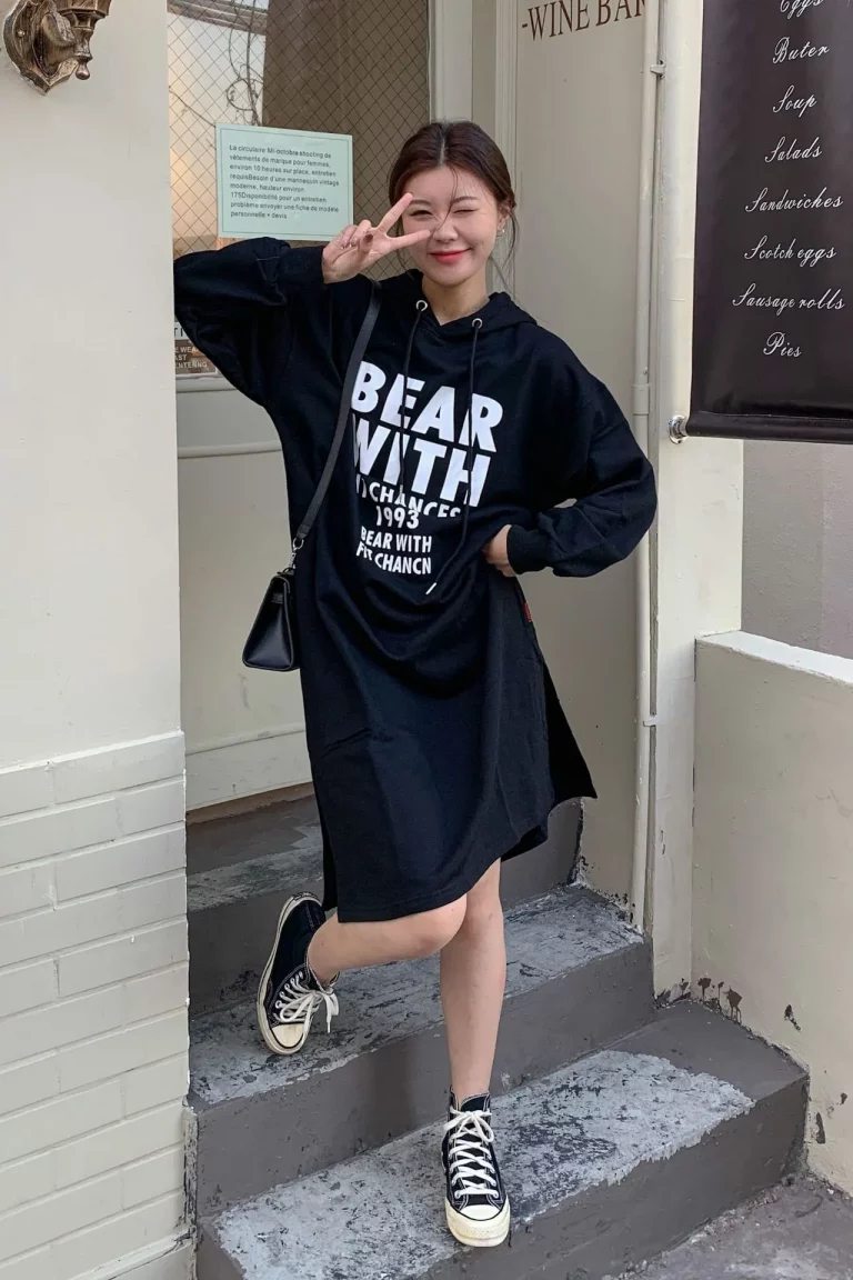 Typography printed hooded dress - Image 1