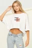 White Graphic Printed Oversized T shirt