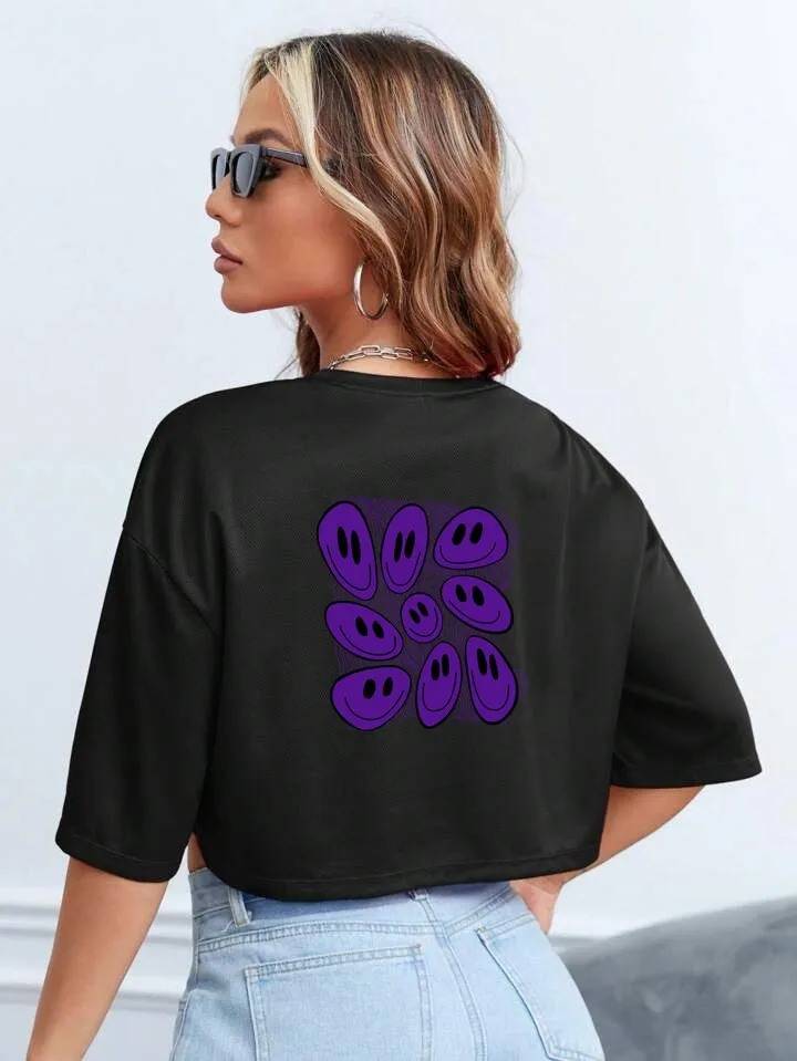 Smilies Printed Crop Tshirt - Image 1