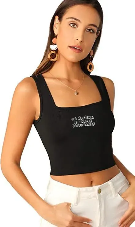 Graphic Cropped Tank Top - Image 1
