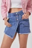 Denim Buttoned Mini Skort