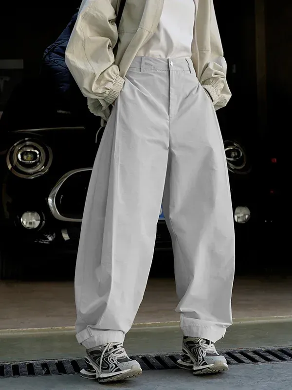 High Waist Pleated Solid Trousers - Image 1