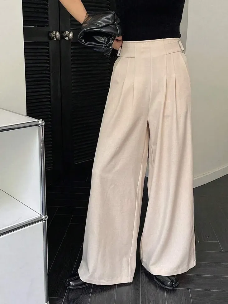 貴重BLESS n°  ULTRA WIDE PLEATED TROUSERS Buckled Wide Legged Pleated Trousers - NEWME