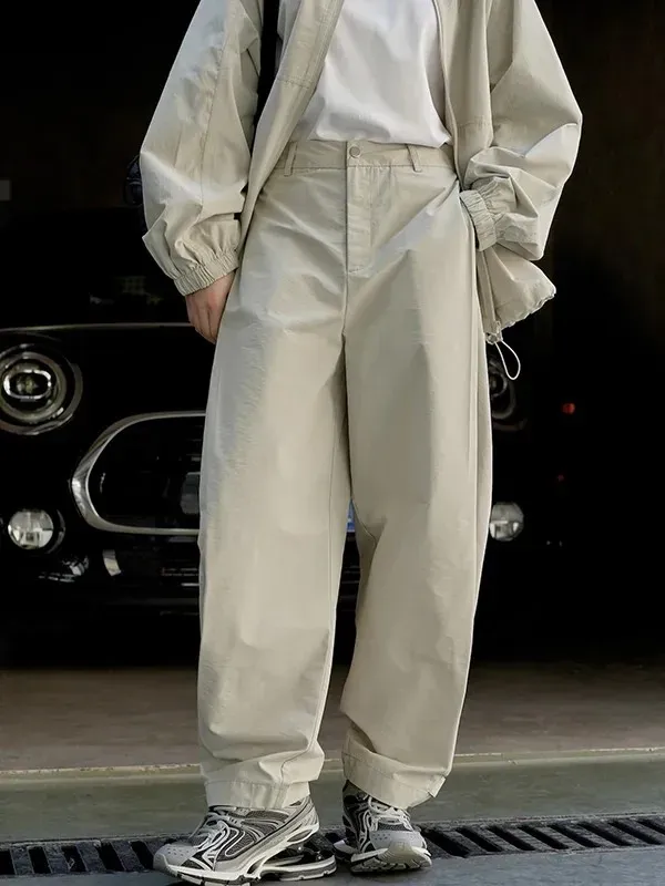 High Waist Pleated Solid Trousers - Image 1