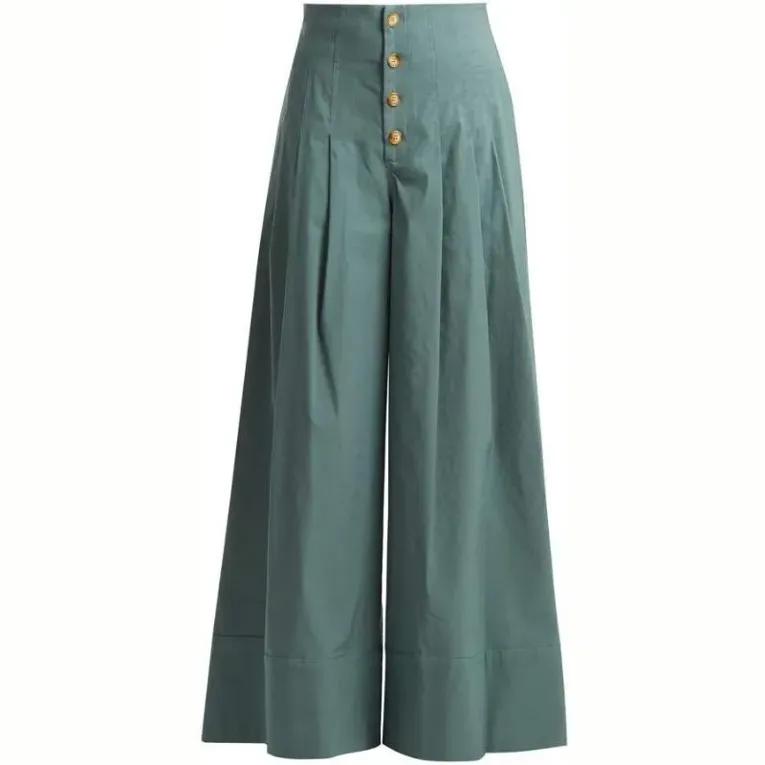 Button Detailed Pleated Trousers - Image 1