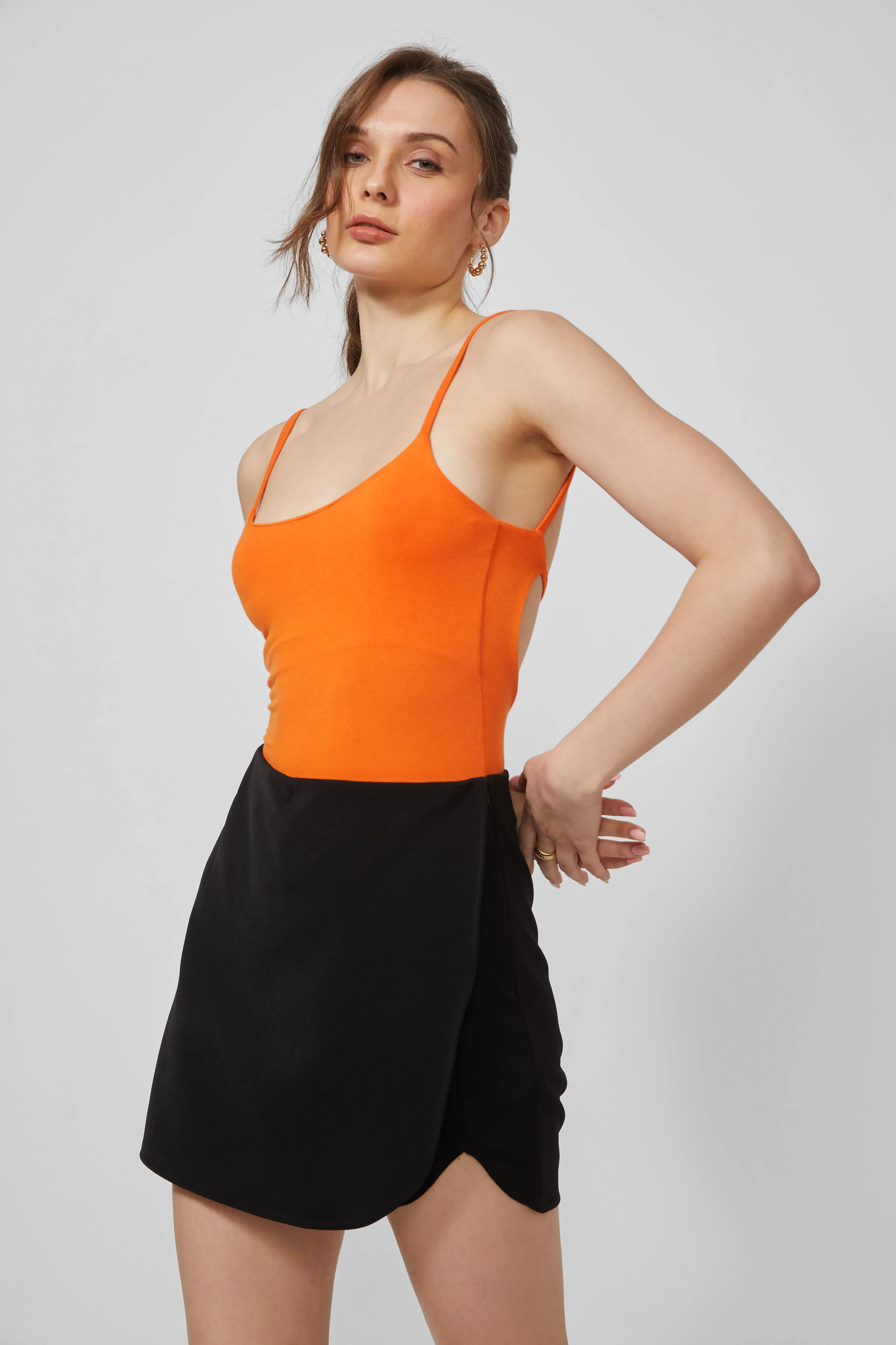 ★E.B.M★ Layered Wrap Skirt EMP5WSK020 Solid Layered Wrap Skorts - NEWME