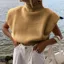 Turtle Neck Shoulder Padded Sweater