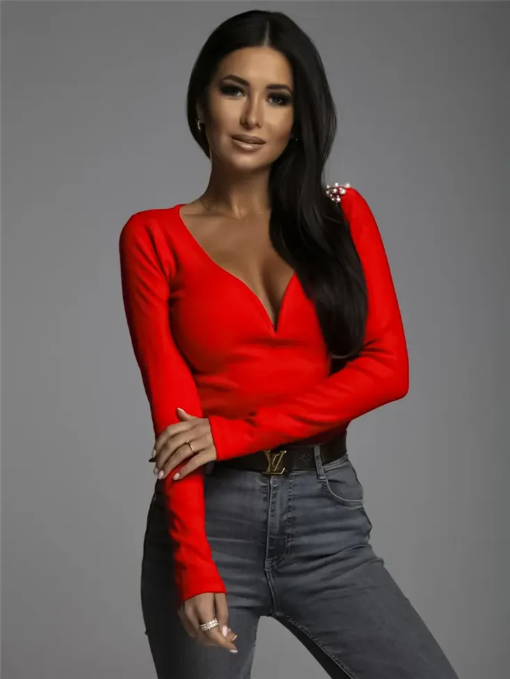 Pearl Embellished Fitted Top - Image 1