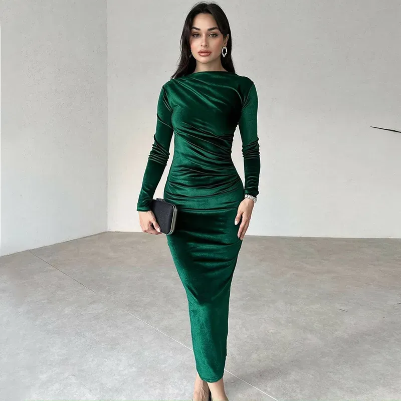 Green Full Sleeve Bodycon Dress - NEWME