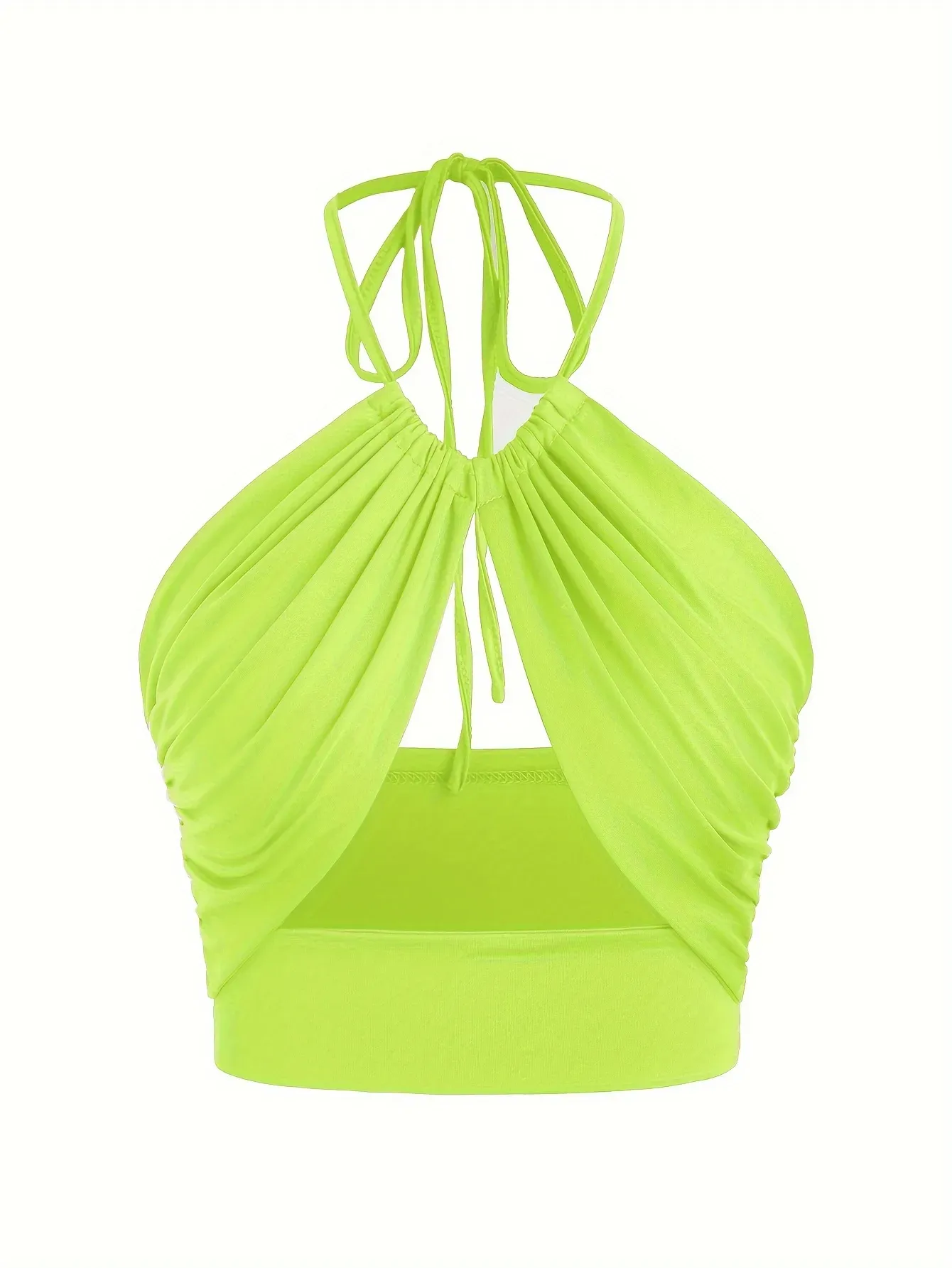 Neon Green Halter Neck Cut-Out Crop Top