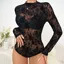 Black Floral Mesh See-Through Bodysuit
