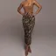 Brown Leopard Print Bodycon Skirt With Slit