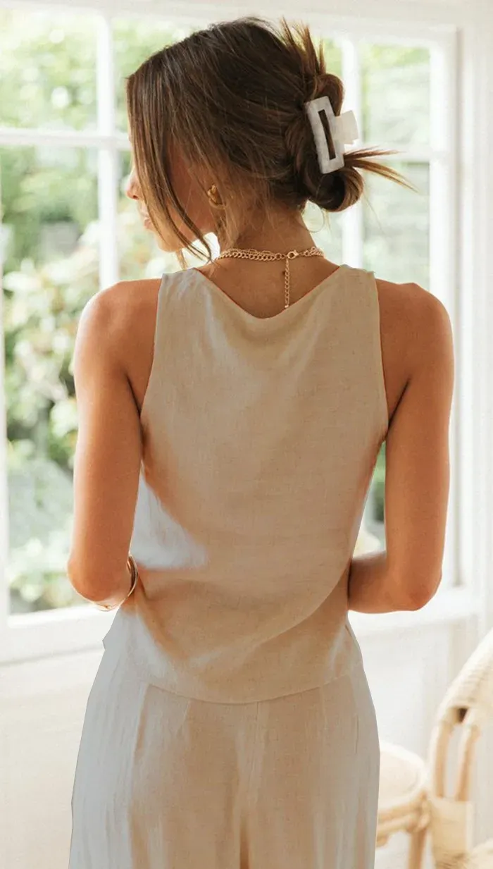 Front Tie Top And Relaxed Trousers Set - Image 3