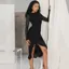 Black Ruffle Bodycon Dress