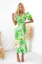 Green Floral Neck Midi Dress
