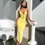Yellow Halter Neck Bodycon Dress