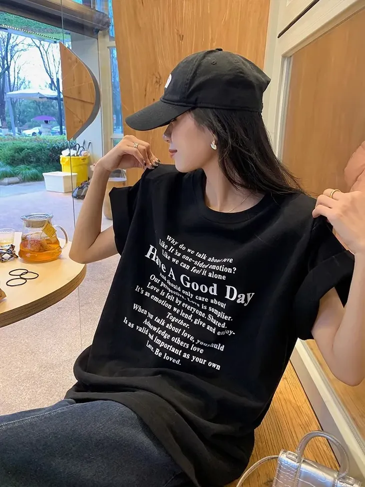 Black Oversized Typographic Tshirt - Image 1