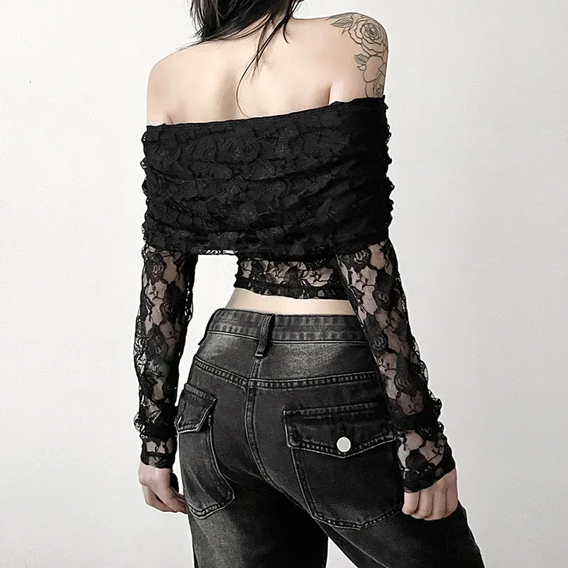★送料・関税込★NOFFICIALNOFFICE★ROSE LACE OFF SHOULDER TOP 01-13-
