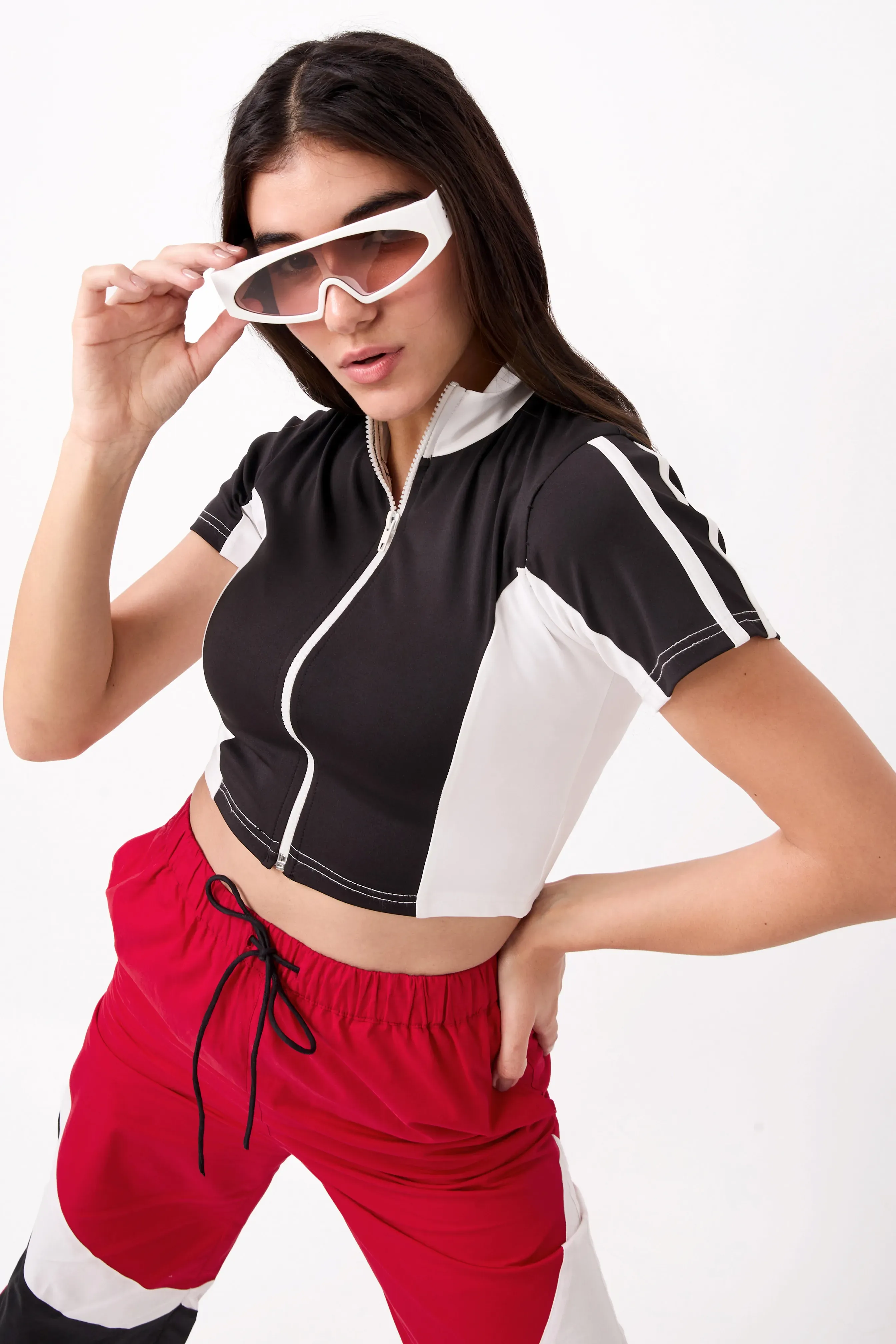 Colour Block Sleeveless Crop Top