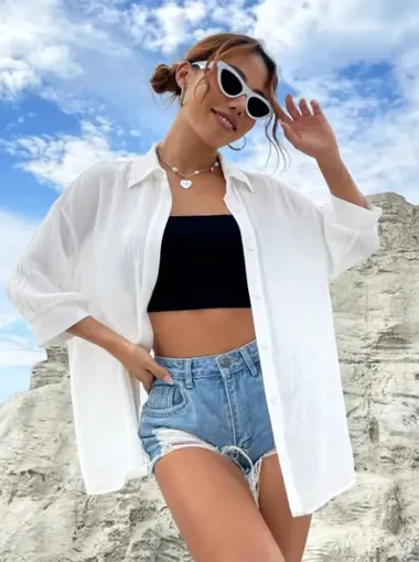 White Solid Casual Shirt - NEWME